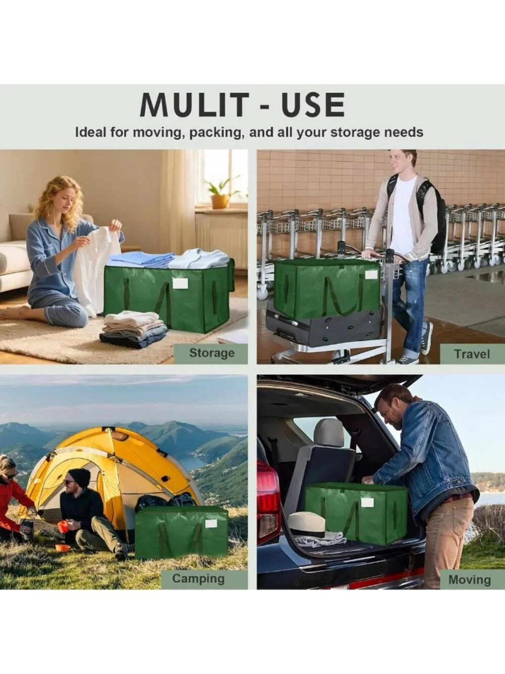 Extra Large Heavy Duty Moving Bags - Waterproof Storage Totes with Zippers